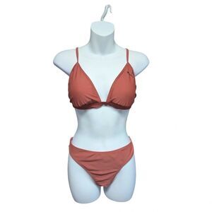 Puma Rust Terracotta Two Piece Triangle Bikini Set Size M